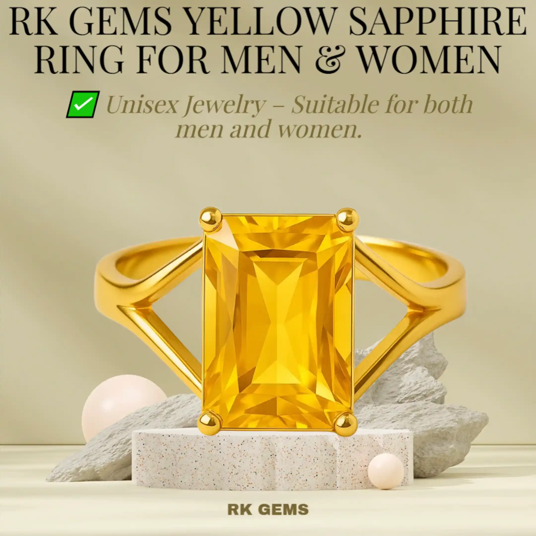 Yellow Sapphire (Pukhraj) Stone Ring | Original Certified Gemstone for Jupiter Benefits | Stylish Astrology Ring For Men & Women.png